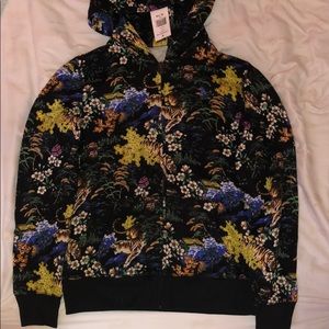 Patterned Polo zip up hoodie